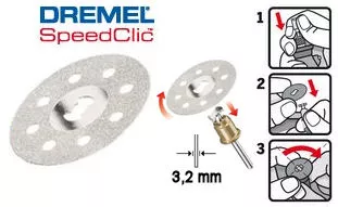 Disque à tronçonner diamanté Dremel SC545 SpeedClic - Ø38,0mm